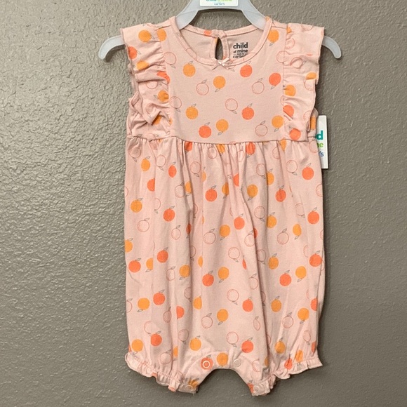 Carter’s baby girl Spring Summer romper Oranges Citrus print 12 months - Picture 1 of 10